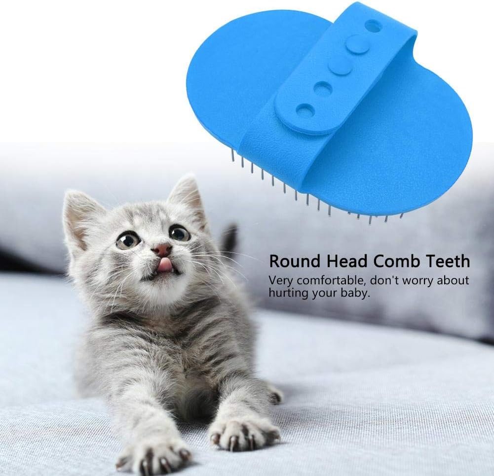 Silicone Pet Grooming Brush for Dogs and Cats - Massage Bath Shampoo Cleaning Brush with Round Head for Long & Short Hair (Blue) - Image 4