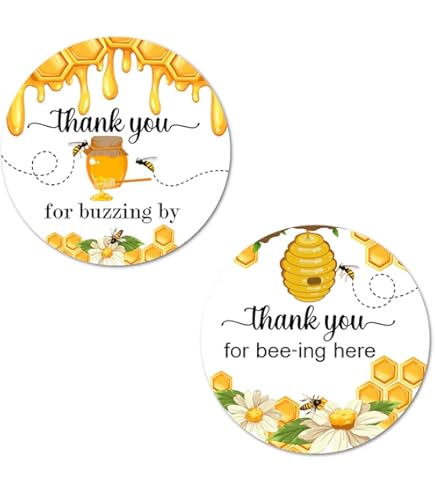 Summer Bee Address Labels - Set Of 144 Round Personalized Labels, 4 Designs