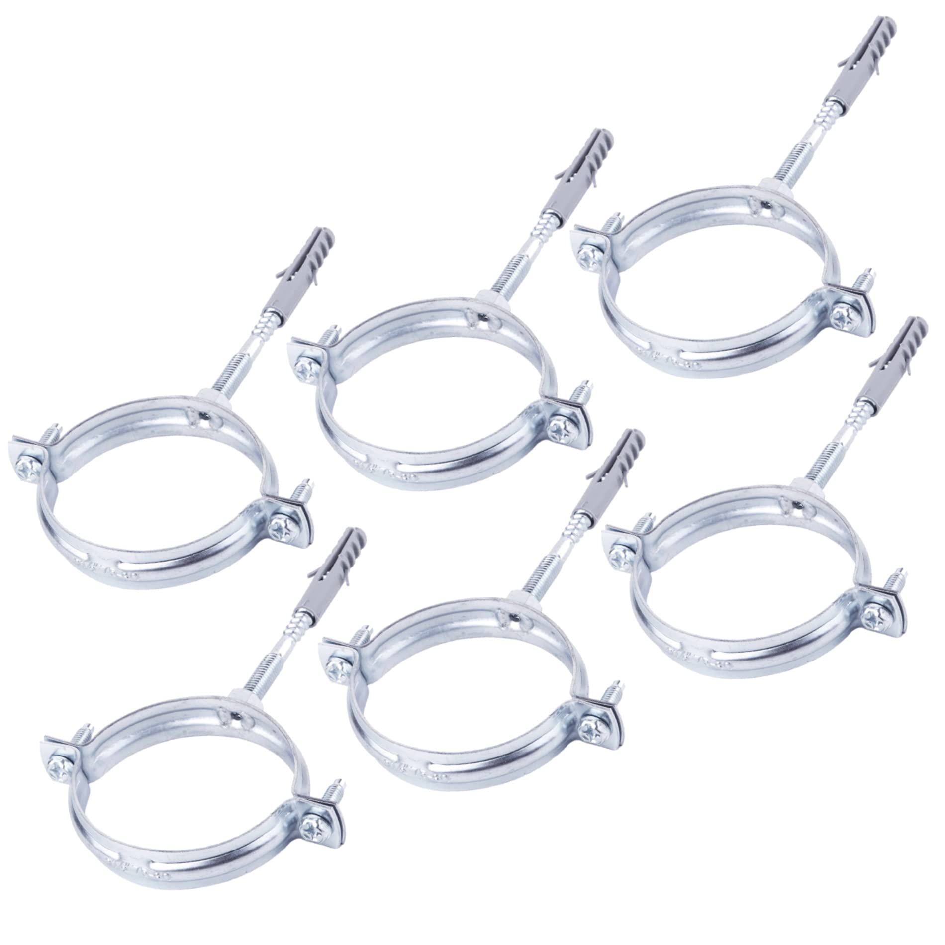 SKIR'CO Pipe Clamps (Pack of 6 pcs) for Ø 75-80 mm Pipes, Silver