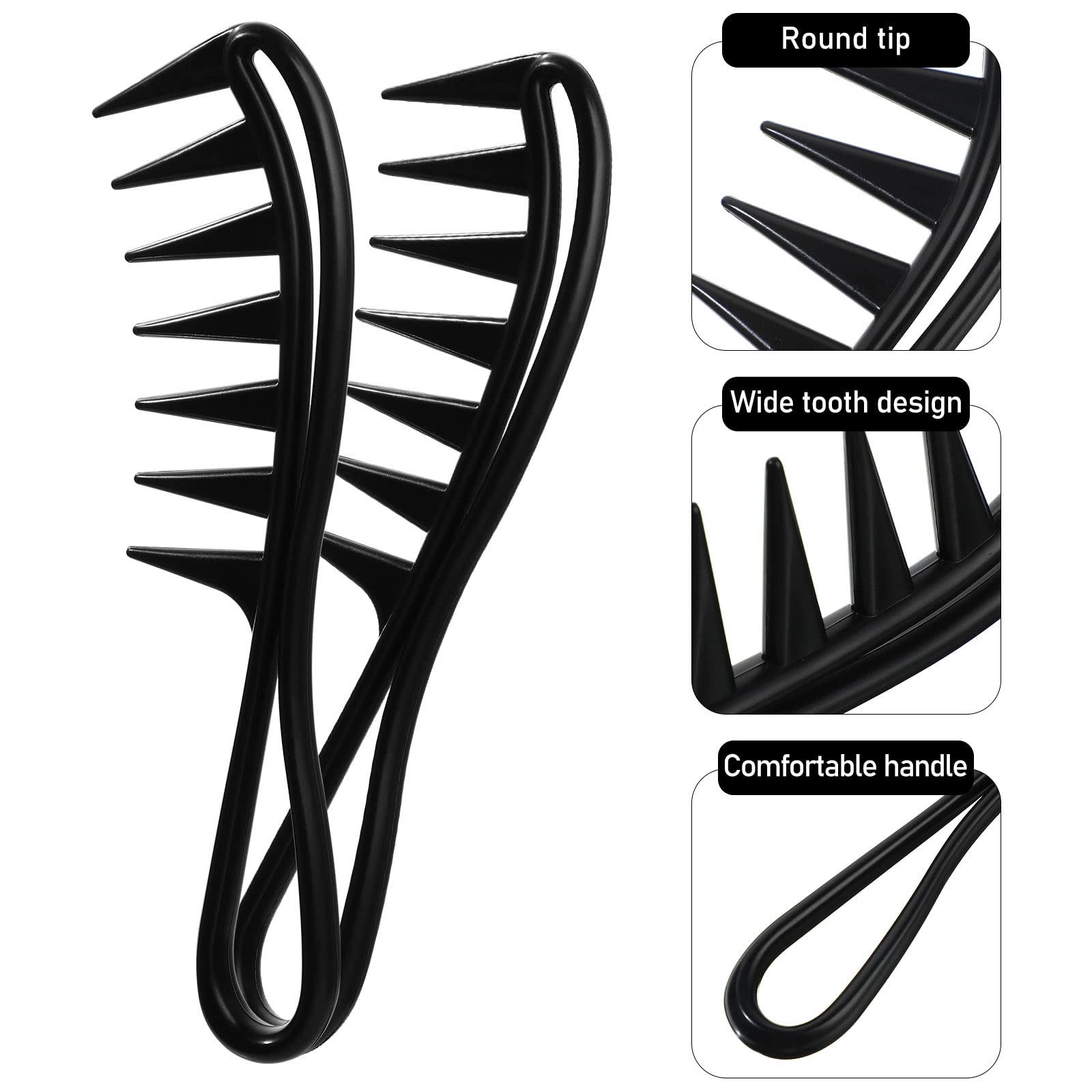 Sieral 4 Pcs Hair Styling Combs Set Wide Tooth Texture Combs with Double Side Tail Barber Tool for Men Women Beard Hairstylist Tools African American Accessories, Black, 4 Styles