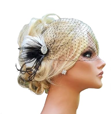 Jelinda Women Fascinator Feather Veil Net Headpiece Bridal Wedding