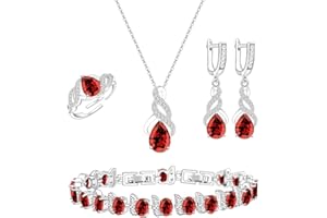 LMXXVJ Jewelry Set for Women,Teardrop Cubic Zirconia Necklace Earrings Adjustable Ring Bracelet Jewelry Set Formal Jewelry Gift