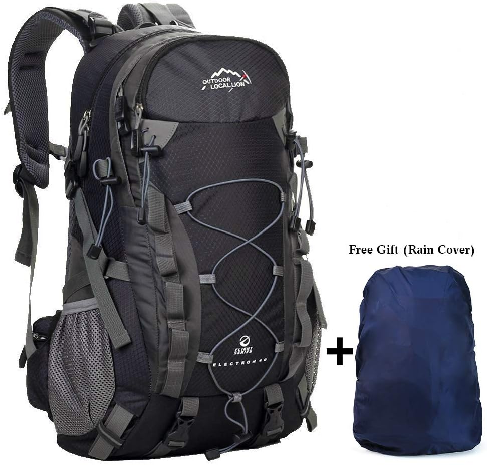 OUSPT Hiking Backpack,40L Multi-functional Outdoor Camping Trekking Rucksack Traveling Climbing Backpack Cycling Travel Climbing Mountaineer Outdoor Sport Daypack Bag with Rain Cover