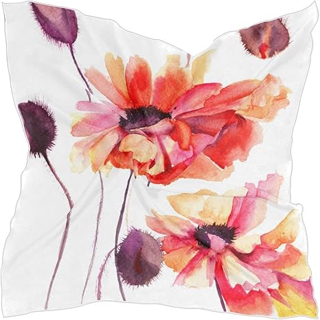 Ahomy Aquarellmalerei Mohnblumen Kunst Frauen Seide Haptik Großer