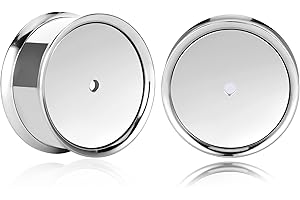 Maxbott 2Pcs Stud Plugs for Stretched Ears 8mm-16mm Stainless Steel Hollow Ear Tunnels Wear Regular Earrings & Dangles 3 Colo