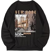 GORGLITTER Men's Letter Graphic Sweatshirt Casual Crew Neck Sweatshirt Long Sleeve Pullovers Top Black Medium
