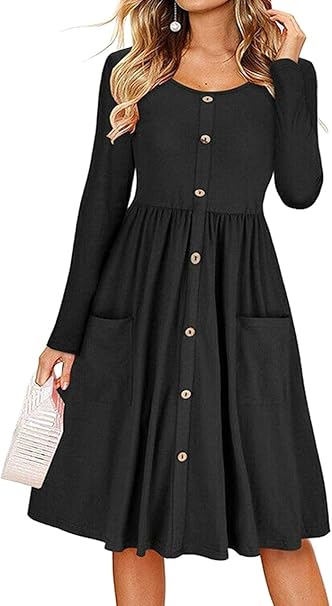 Amazon ワン アンブ プリーツ ワンピース Aライン 長袖 ドレス