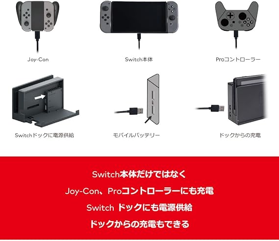 Amazon Nintendo Switch専用 ノイズキャンセリング Usb Type C高速充電ケーブル ニンテンドースイッチ専用 急速充電 高耐久 絡み防止 データ転送可 1 8m スマホ充電対応 ゲーム