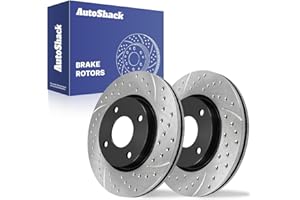 AUTO SHACK AutoShack Front Drilled & Slotted Brake Rotors | Replacement for 2007-2012 Nissan Sentra Versa 2009-2014 Cube 1.8L 2.0L 2.5L FWD | E-Coated | 2-PC Set | ShadowGuard