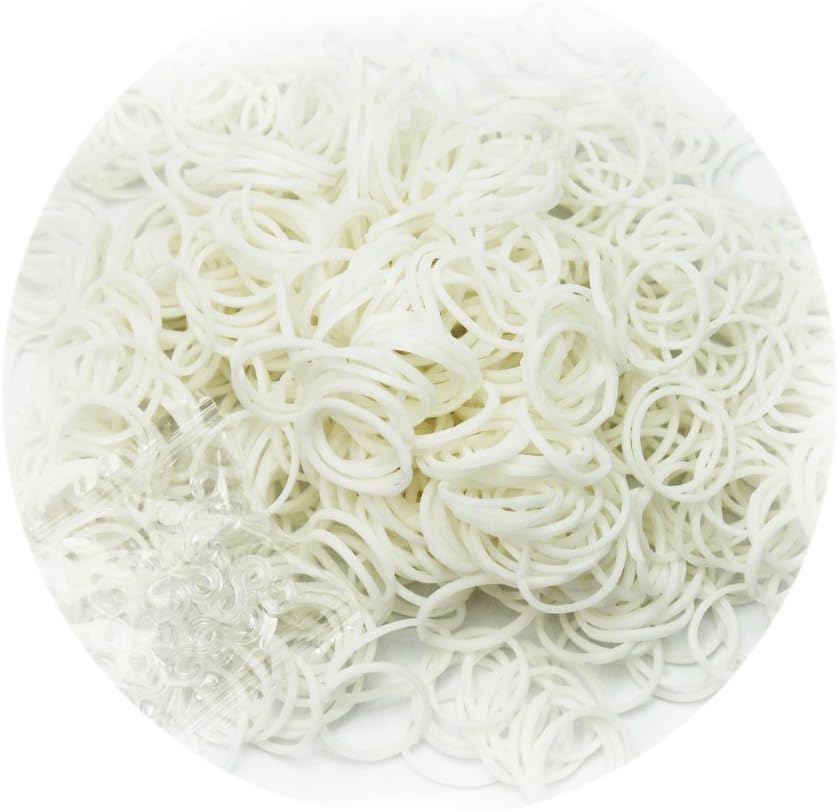 600 Pieces White Rubber Bands 24 Clips For DIY Loom Charming Bracelet Anklet New