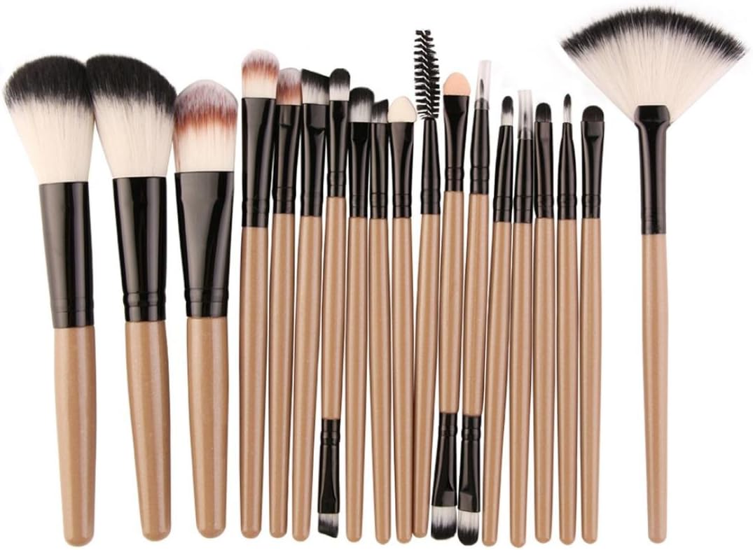 Paymenow 18 Pieces Makeup Brush Set Tools Foundation Contour Blush Concealer Lip Face Eye Eyeshadow Blending Kabuki Makeup Brushes Set Tool Kit (Coffee)