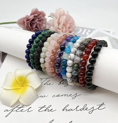 Handmade 8mm Amethyst Gemstone Beaded Stretch Bracelet Unisex Single Strand Stac