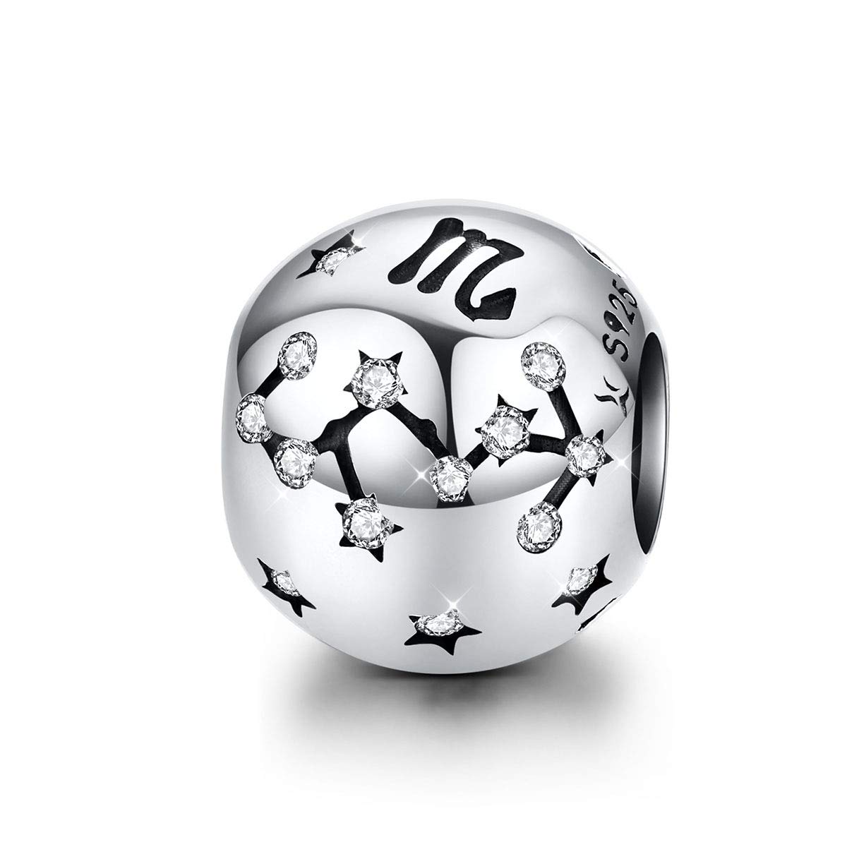 Scorpio Charms 925 Sterling Silver 12 Horoscope Constellation Charms Bead Compatible with Pandora European Bracelets Necklaces