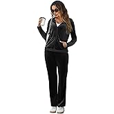 Marvmys Velour Tracksuit Womens 2 Piece Outfits Velvet Sweatsuit Jogging Suit Full Zip Up Hoodie and Sweatpants Set