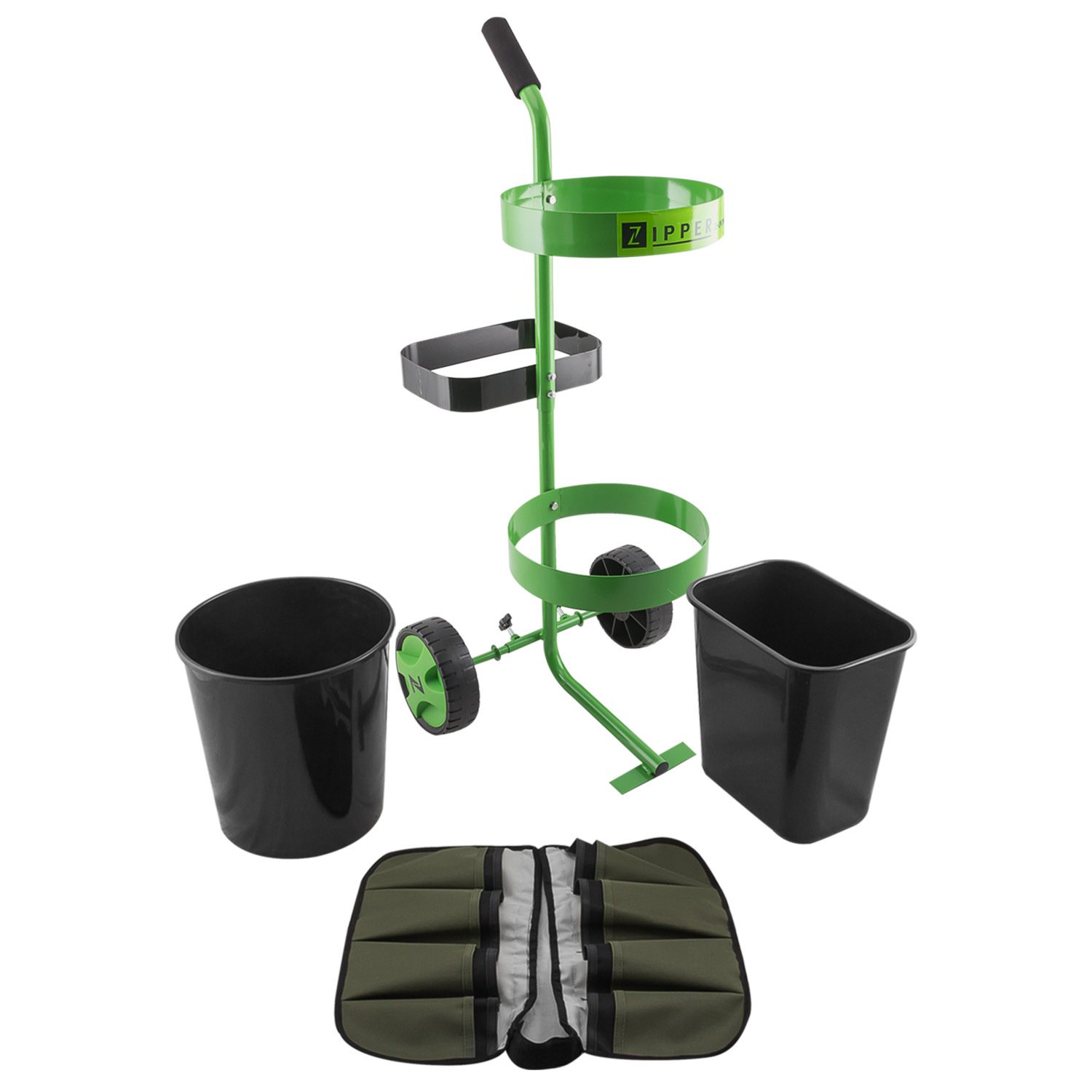 Garden Caddy Trolley Cart Light Weight Wheelbarrow Gardening Waste - 2x Buckets + 16 pocket belt