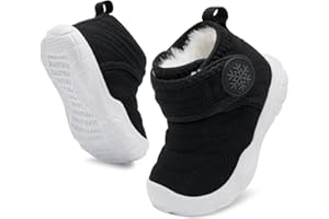 BARERUN Barefoot Baby Boys Girls Boots Warm Winter House Shoes for Toddler Girls Boys Waterproof Fleece Kids Snow Boots Faux Fur Infant Booties Walking Shoes for Indoor Outdoor