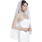 BEAUTELICATE Wedding Bridal Veil with Comb 1 Tier Cut Edge Fingertip&Cathedral Length