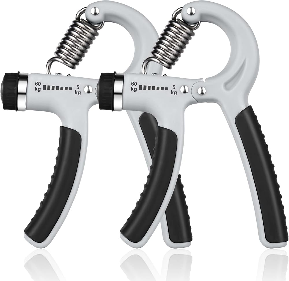 Vicloon Adjustable Hand Grip Exerciser 2 Pcs 10-50 kg Steel Spring Grey