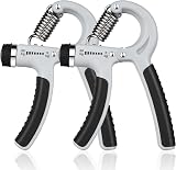 Vicloon Adjustable Hand Grip Exerciser 2 Pcs 10-50 kg Steel Spring Grey