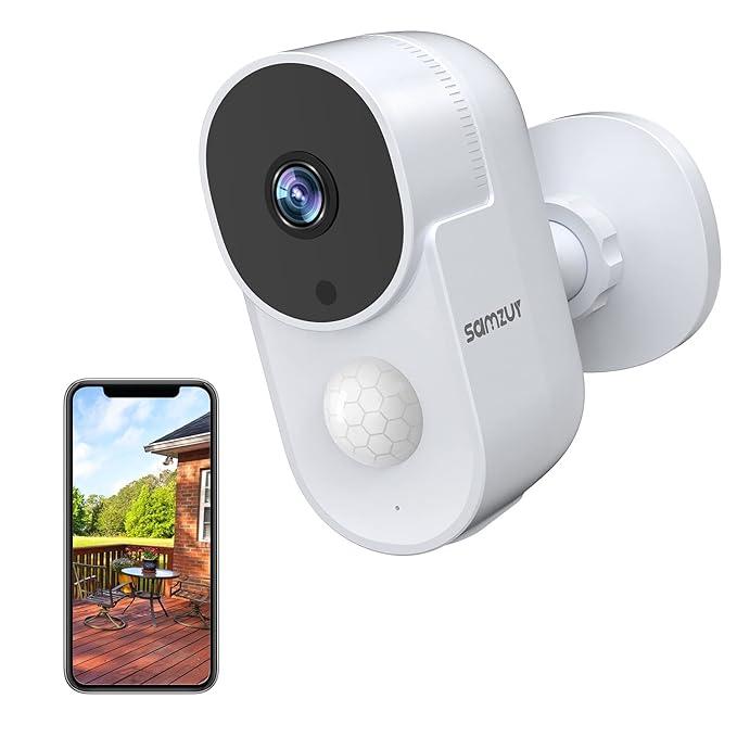 Security Camera Outdoor, Samzuy Wireless WiFi 1080P Home Rechargeable