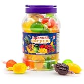 Fruit Squeezable Jellies, Tik Tok Candy, Vegan Candy - 40 Count Jar | Mango, Strawberry, Apple, Pineapple, Grape, Candy for Goodie Bags