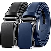 DOOPAI Men's 2 Pack Ratchet Dress Belt - Adjustable 1 3/8" Genuine Leather, Size Length Can Be Cut, With Gift Box