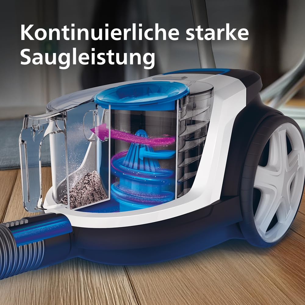 Philips PowerPro Compact Staubsauger – Leicht, Beutellos, 900 W Saugleistung, TriActive Düse für Hartböden und Teppich, Allergie H13 HEPA-Filter, PowerCyclone 5 Technologie (FC9332/09) 4