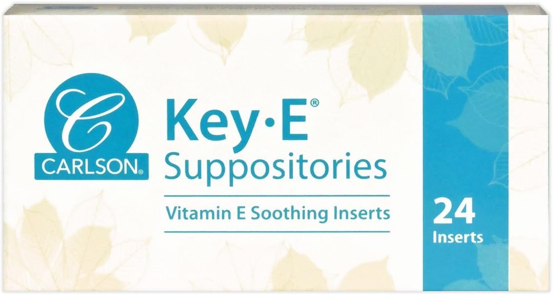 Carlson - Key-E Suppositories, 30 IU Vitamin E Suppository, Lubricates Dry Areas, Treatment for Women and Men, Vaginal & Rectal, 24 Count: Health & Personal Care