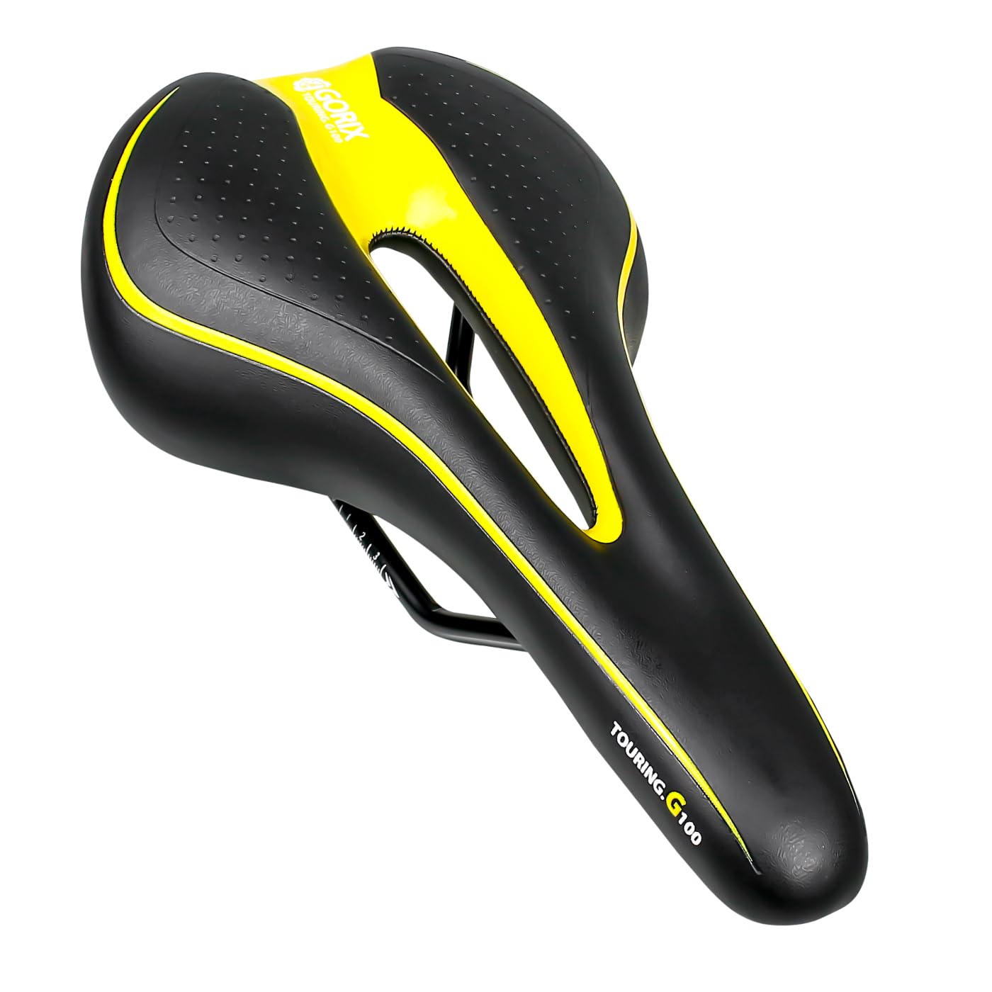 GORIX Bike Saddle Seat Comfortable Cushion with Rail Mountain Road Bicycle for Men and Women (GX-C19) (Black×Yellow)