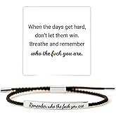 Let Them Tube Bracelet for Women, Self Worth Motivation Bracelet Adjustable Braided Rope Handmade Engraved Bracelet Stainless Steel To My Daughter Inspirational Jewelry Gifts for Women Best Friend