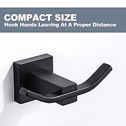WOWOW Towel Hooks for Bathrooms Matte Black, SUS304