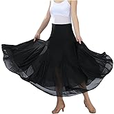 CISMARK® Elegant Ballroom Dancing Waltz Dance Party Long Swing Mesh Skirt