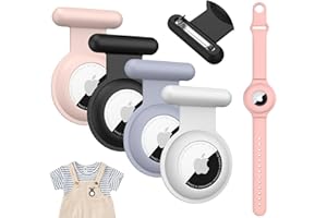 EKOONPFT 5 Pack Airtag Holder for Kids Hidden Pin Holder with Airtag Bracelet for Apple Air Tags GPS Tracker Waterproof Silicone Airtags Holder Pink Air Tag Wristband for Luggage,Shoes,Elderly,Clothes