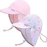 Duoyeree UPF 50+ Baby Sun Protection Hat with Neck Flap Kids Infant Toddler Beach Hat for Boys Girls 0-5T