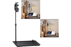 KAEDLEY CPAP Protector Mat & CPAP Hose Holder - Bedside Organizer with Retractable CPAP Hook for CPAP Mask & Tubing, Keeps CPAP Supplies Neat and Tidy, Enhances Sleep Quality (Black)