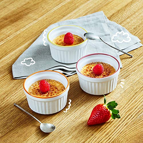 image for Uno Casa Ceramic White Souffle Dishes, Ramekins - 5 Ounce For Souffle,