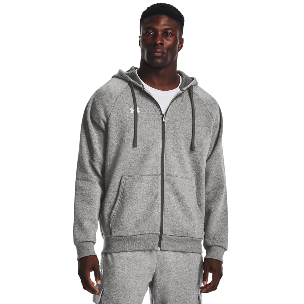 Photo 1 of Under Armour Men's Rival Fleece Full Zip Hoodie, (025) Castlerock Light Heather / / White, Large