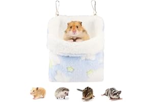 Reshiho Sugar Glider Sleeping Pouch Bag, Warm Hamster Hammock Pouch Sack Small Pet Hanging Bed for Hamster Rat Hedgehog Squirrel and Other Small Animal (Blue)