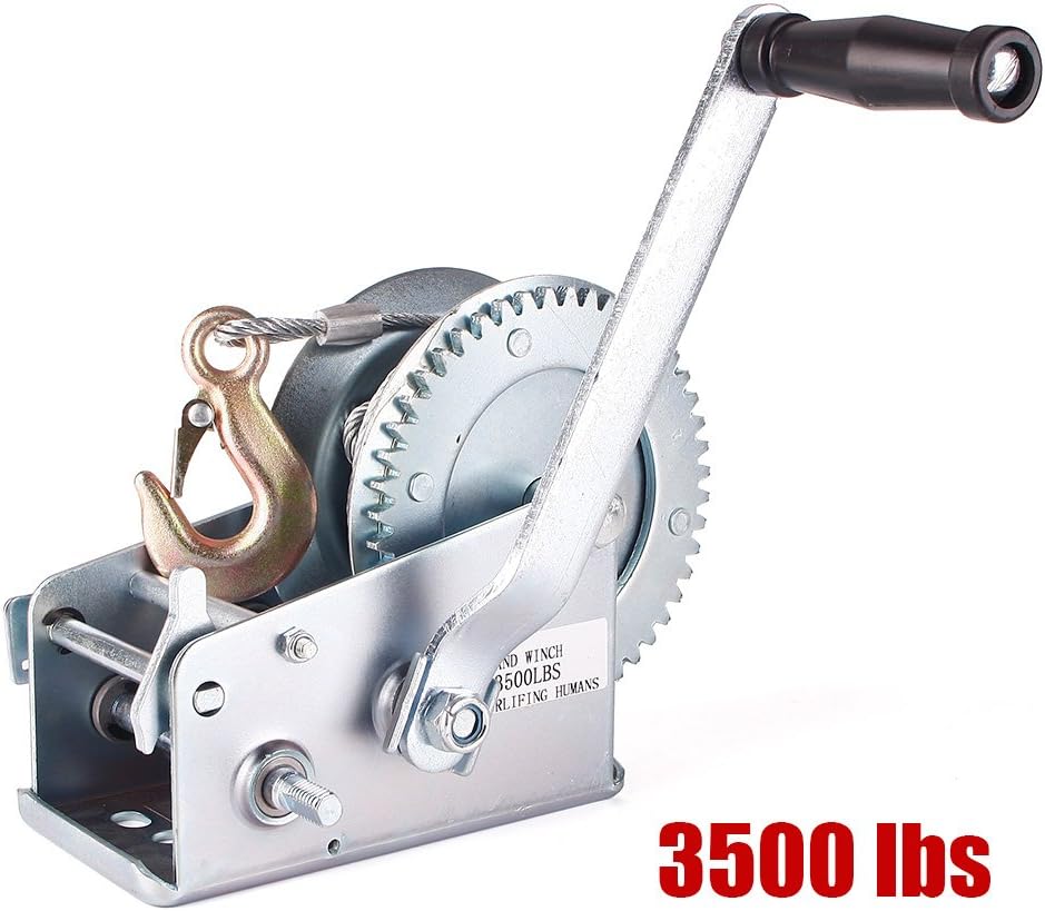 Corrosion Resistant Hand Crank Strap Gear Winch with 7m/22FT Polyester
