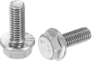 uxcell 50pcs M6-1.0 x 16mm Metric Flange Hex Cap Bolt Fully Thread DIN 6921 Flanged Bolts Hexagon Screws Stainless Steel 304 