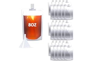 Cloudslucky 8OZ 30PCS Drink Bags,Reusable Spouted Pouches with Funnel for Drinking Liquid Beverage Juice,Stand Up Plastic Fla