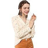 Allegra K Women's Valentine Top 1950s Vintage Long Sleeve Printed Button Down Tops