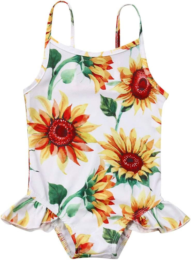 LXXIASHI Toddler Kids Baby Girl Sunflower One Piece Swimsuits Quick Dry Beach Swimwear Bathing Suit for Beach