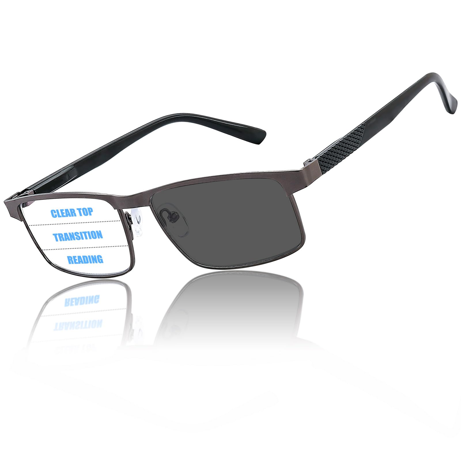 Photo 1 of GHDBFMB Men’s Metal Frame, Progressive Multifocus Transition Reading Glasses with Blue Light Blocking and Spring Hinge