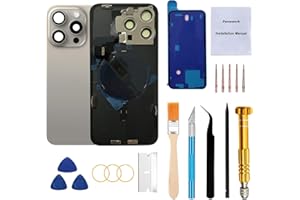 Perzework Rear Back Glass Replacement for iPhone 15 Pro Max 6.7-inches with Reparing Tool Kit and All Necessary Parts (Natural Titanium)