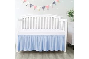 SILENTNIGHT Crib Ruffle Bed Skirt Microfiber Nursery Bedding Skirt for Baby Girls (28” x 52” x 14’’) - Light Blue Solid
