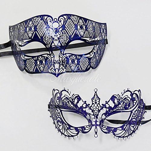 Macthing Venetian Phantom Couple Vintage Collection Masquerade Carnival Costume Mask for Men/women/couples Halloween Party Mask (blue)