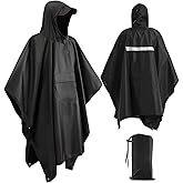 Roctee Rain Ponchos For Adults Women And Men, Waterproof Rain Coat Jacket With Hood, Pocket And Reflective Strip, Reusable Raincoat Unisex For Emergency Outdoor Camping Biking Hiking Climbing