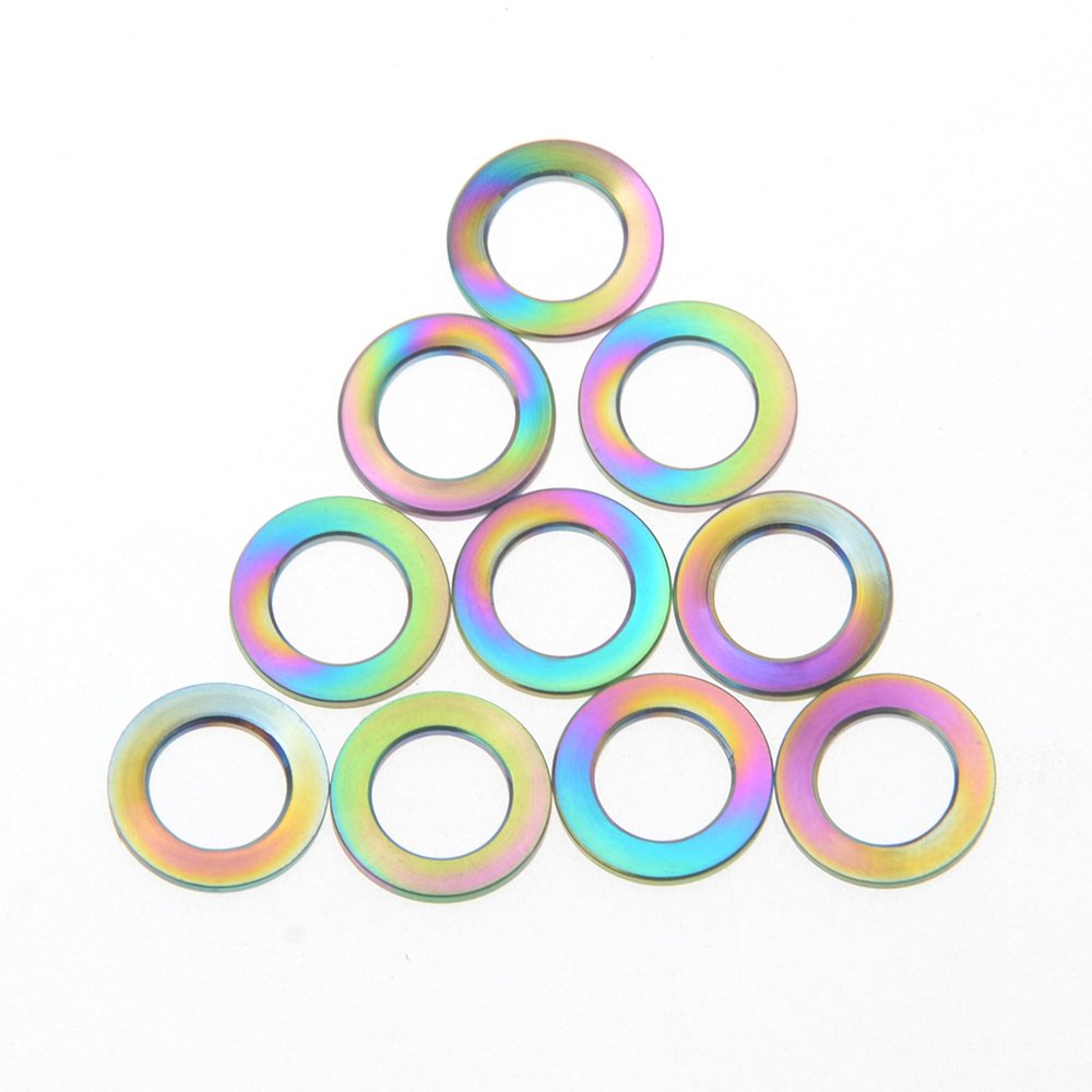 Wanyifa Titanium Ti M6 Flat Brake Washers Stem Bottle Cage Screws Pack of 10