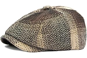QIABAO Mens Classic Newsboy Flat Cap Gatsby Ivy Cabbie Hat